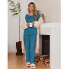 Ekouaer Womens Pajama Sets Fall Long Sleeve Pajamas for Women Trendy Pleated Pjs Sets Comfy 2 Piece Lounge Set with Pockets(Blue Green)