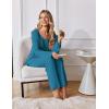 Ekouaer Womens Pajama Sets Fall Long Sleeve Pajamas for Women Trendy Pleated Pjs Sets Comfy 2 Piece Lounge Set with Pockets(Blue Green)