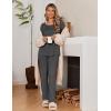 Ekouaer Womens Pajama Sets Fall Long Sleeve Pajamas for Women Trendy Pleated Pjs Sets Comfy 2 Piece Lounge Set with Pockets(Deep Grey)