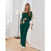Ekouaer Womens Pajama Sets Fall Long Sleeve Pajamas for Women Trendy Pleated Pjs Sets Comfy 2 Piece Lounge Set with Pockets(Green)