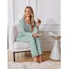 Ekouaer Womens Pajama Sets Fall Long Sleeve Pajamas for Women Trendy Pleated Pjs Sets Comfy 2 Piece Lounge Set with Pockets(Green Flower)