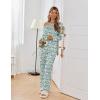 Ekouaer Womens Pajama Sets Fall Long Sleeve Pajamas for Women Trendy Pleated Pjs Sets Comfy 2 Piece Lounge Set with Pockets(Green Flower)