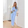 Ekouaer Womens Pajama Sets Fall Long Sleeve Pajamas for Women Trendy Pleated Pjs Sets Comfy 2 Piece Lounge Set with Pockets(Light Blue)
