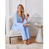Ekouaer Womens Pajama Sets Fall Long Sleeve Pajamas for Women Trendy Pleated Pjs Sets Comfy 2 Piece Lounge Set with Pockets(Light Blue)