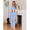 Ekouaer Womens Pajama Sets Fall Long Sleeve Pajamas for Women Trendy Pleated Pjs Sets Comfy 2 Piece Lounge Set with Pockets(Light Blue)