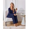 Ekouaer Womens Pajama Sets Fall Long Sleeve Pajamas for Women Trendy Pleated Pjs Sets Comfy 2 Piece Lounge Set with Pockets(Navy Blue)