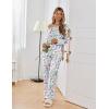 Ekouaer Womens Pajama Sets Fall Long Sleeve Pajamas for Women Trendy Pleated Pjs Sets Comfy 2 Piece Lounge Set with Pockets(Purple Flower)