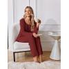 Ekouaer Womens Pajama Sets Fall Long Sleeve Pajamas for Women Trendy Pleated Pjs Sets Comfy 2 Piece Lounge Set with Pockets(Wine Red)