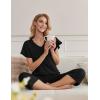 Ekouaer Womens Pajama Sets Ruffle Short Sleeve Sleepwear Top and Capri Pants Pjs Set Comfy 2 Piece Lounge Set S-XXL(Black)