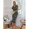Ekouaer Womens Pajama Sets Ruffle Short Sleeve Sleepwear Top and Capri Pants Pjs Set Comfy 2 Piece Lounge Set S-XXL(Floral Black Daisy)