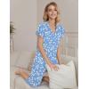 Ekouaer Womens Pajama Sets Ruffle Short Sleeve Sleepwear Top and Capri Pants Pjs Set Comfy 2 Piece Lounge Set S-XXL(Floral Blue White)