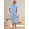 Ekouaer Womens Pajama Sets Ruffle Short Sleeve Sleepwear Top and Capri Pants Pjs Set Comfy 2 Piece Lounge Set S-XXL(Floral Blue White)