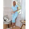 Ekouaer Womens Pajama Sets Ruffle Short Sleeve Sleepwear Top and Capri Pants Pjs Set Comfy 2 Piece Lounge Set S-XXL(Light Blue Butterfly)