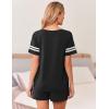 Ekouaer Womens Pajama Sets Short Sleeve Short Sets 2 Piece Sleepwear Soft Lounge Sets with Pocket,S-XXL(Black)