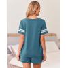 Ekouaer Womens Pajama Sets Short Sleeve Short Sets 2 Piece Sleepwear Soft Lounge Sets with Pocket,S-XXL(Blue Green)