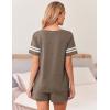 Ekouaer Womens Pajama Sets Short Sleeve Short Sets 2 Piece Sleepwear Soft Lounge Sets with Pocket,S-XXL(Brown)
