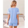 Ekouaer Womens Pajama Sets Short Sleeve Short Sets 2 Piece Sleepwear Soft Lounge Sets with Pocket,S-XXL(Light Blue)