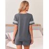 Ekouaer Womens Pajama Sets Short Sleeve Short Sets 2 Piece Sleepwear Soft Lounge Sets with Pocket,S-XXL(Medium Grey)