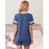 Ekouaer Womens Pajama Sets Short Sleeve Short Sets 2 Piece Sleepwear Soft Lounge Sets with Pocket,S-XXL(Navy Blue)