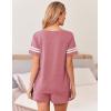 Ekouaer Womens Pajama Sets Short Sleeve Short Sets 2 Piece Sleepwear Soft Lounge Sets with Pocket,S-XXL(Old Rose)
