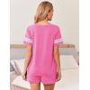 Ekouaer Womens Pajama Sets Short Sleeve Short Sets 2 Piece Sleepwear Soft Lounge Sets with Pocket,S-XXL(Pink)