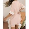 Ekouaer Womens Pajamas 2 Piece Lounge Set Casual Oversized Short Sleeve Tops Biker Shorts Set Comfy Pjs Outfits S-XXL(Beige)
