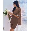 Ekouaer Womens Pajamas 2 Piece Lounge Set Casual Oversized Short Sleeve Tops Biker Shorts Set Comfy Pjs Outfits S-XXL(Brown)