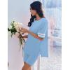 Ekouaer Womens Pajamas 2 Piece Lounge Set Casual Oversized Short Sleeve Tops Biker Shorts Set Comfy Pjs Outfits S-XXL(Light Blue)