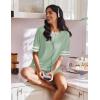Ekouaer Womens Pajamas 2 Piece Lounge Set Casual Oversized Short Sleeve Tops Biker Shorts Set Comfy Pjs Outfits S-XXL(Light Green)