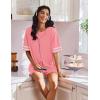 Ekouaer Womens Pajamas 2 Piece Lounge Set Casual Oversized Short Sleeve Tops Biker Shorts Set Comfy Pjs Outfits S-XXL(Orange Pink)