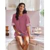 Ekouaer Womens Pajamas 2 Piece Lounge Set Casual Oversized Short Sleeve Tops Biker Shorts Set Comfy Pjs Outfits S-XXL(Purple Red)