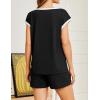 Ekouaer Womens Pajamas Set 2 Piece Short Sleeves PJs O Neck Tops and Drawstring Waist Shorts Soft Lounge Set(Black)