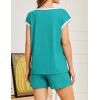 Ekouaer Womens Pajamas Set 2 Piece Short Sleeves PJs O Neck Tops and Drawstring Waist Shorts Soft Lounge Set(Ceramic Green)