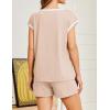 Ekouaer Womens Pajamas Set 2 Piece Short Sleeves PJs O Neck Tops and Drawstring Waist Shorts Soft Lounge Set(Champagne)