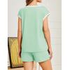 Ekouaer Womens Pajamas Set 2 Piece Short Sleeves PJs O Neck Tops and Drawstring Waist Shorts Soft Lounge Set(Ice Green)