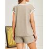 Ekouaer Womens Pajamas Set 2 Piece Short Sleeves PJs O Neck Tops and Drawstring Waist Shorts Soft Lounge Set(Khaki)