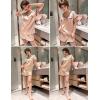 Ekouaer Women’s Satin pajamas Set V-Neck Silky Sleepwear Classic Soft Nightwear Champagne