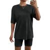 Ekouaer Biker Short Sets Women 2 Piece Outfits Shorts Lounge Sets Oversized Shirt Sweatsuits Set