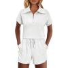 Ekouaer Women Two Piece Outfits Half Zip Shorts Set and Short Sleeve Tops Lounge Sets Shorts Summer Tracksuit Sweatsuit Set