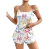 Ekouaer Womens Cami Pajama Sets 2 Piece Cute Print Pjs Soft Tank Top & Elastic Waist Shorts Camisole Lounge Set(Colorful Bows)