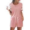 Ekouaer Womens Pajama Sets Short Sleeve Short Sets 2 Piece Sleepwear Soft Lounge Sets with Pocket,S-XXL(Lotus Pink)