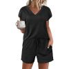 Ekouaer Women’s Pajamas Short Sleeve Summer Pj Set V Neck 2 Piece Loungewear Sleepwear S-XXL