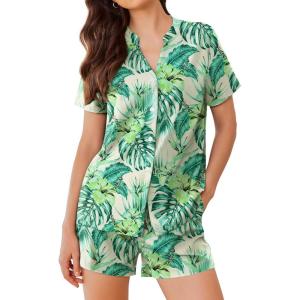 Ekouaer Women Pajamas Set Button Down Printed Pj Lounge Sets Soft Loose Loungewear Sleepwear
