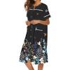 Ekouaer House Dress for Women with Pockets Button Down Duster Housecoat Short Sleeve Mumu Nightgown S-XXXL(Black Butterfly)