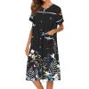 Ekouaer House Dress for Women with Pockets Button Down Duster Housecoat Short Sleeve Mumu Nightgown S-XXXL(Black Butterfly)