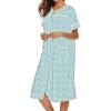 Ekouaer House Dress for Women with Pockets Button Down Duster Housecoat Short Sleeve Mumu Nightgown S-XXXL(Green Floral)