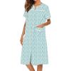 Ekouaer House Dress for Women with Pockets Button Down Duster Housecoat Short Sleeve Mumu Nightgown S-XXXL(Green Floral)