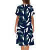 Ekouaer House Dress for Women with Pockets Button Down Duster Housecoat Short Sleeve Mumu Nightgown S-XXXL(Hawaiian Leaves)