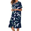 Ekouaer House Dress for Women with Pockets Button Down Duster Housecoat Short Sleeve Mumu Nightgown S-XXXL(Hawaiian Leaves)
