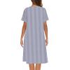 Ekouaer House Dress for Women with Pockets Button Down Duster Housecoat Short Sleeve Mumu Nightgown S-XXXL(Navy Stripes)
